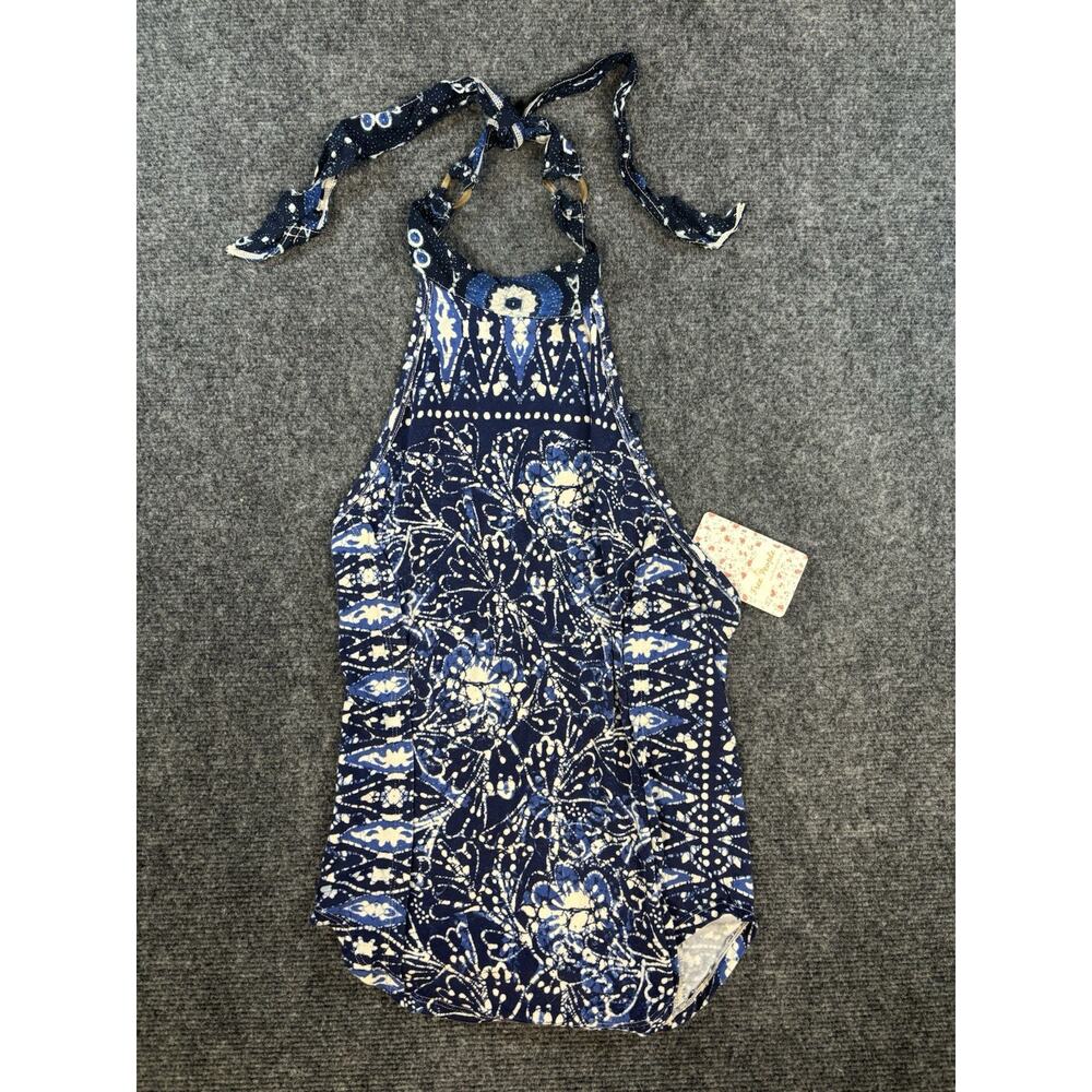 Free People Madagascar Halter Tie Neck XS Sleeveless Women's Top NWT Indigo